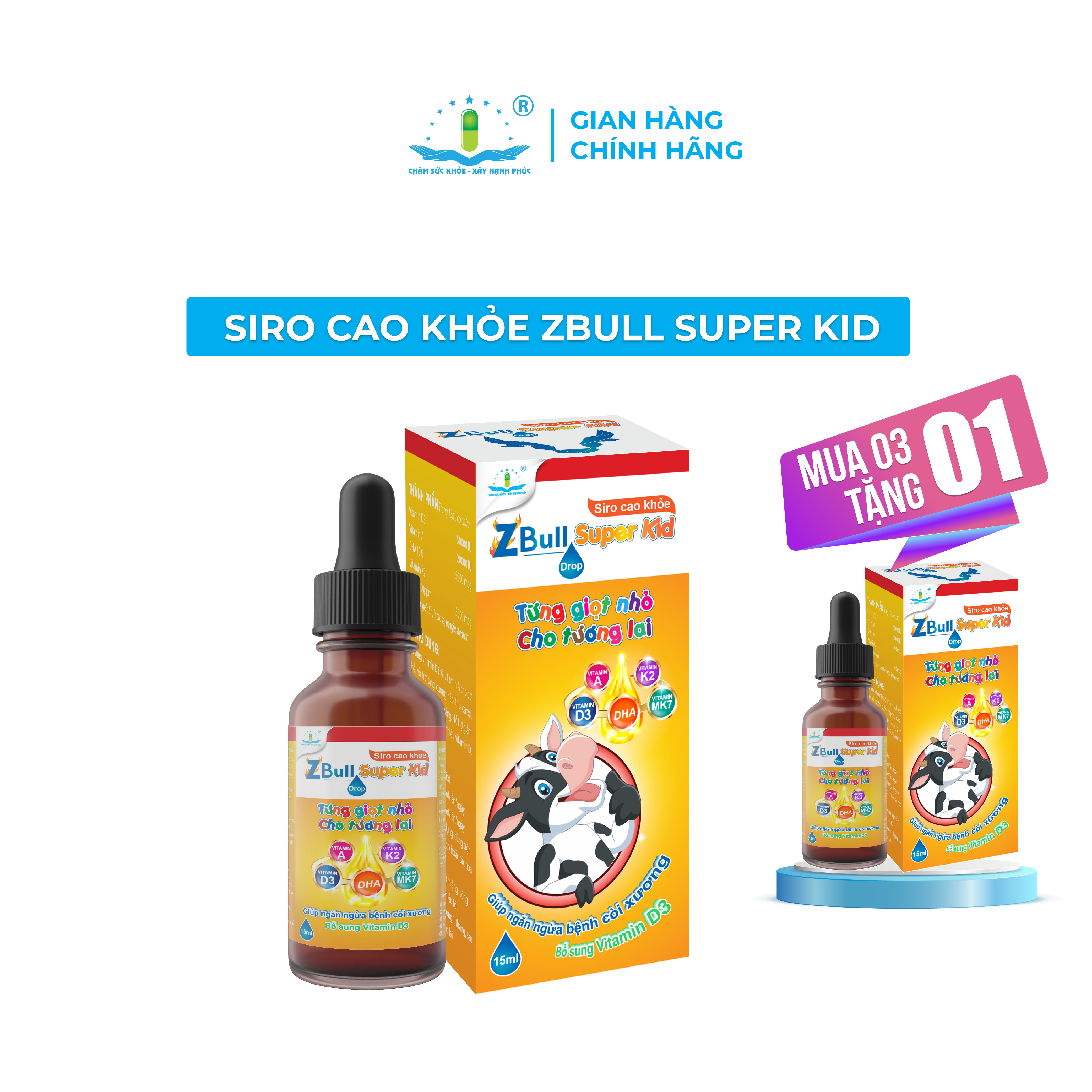 Siro Cao Khỏe Zbull Super Kid Drop (15ml)